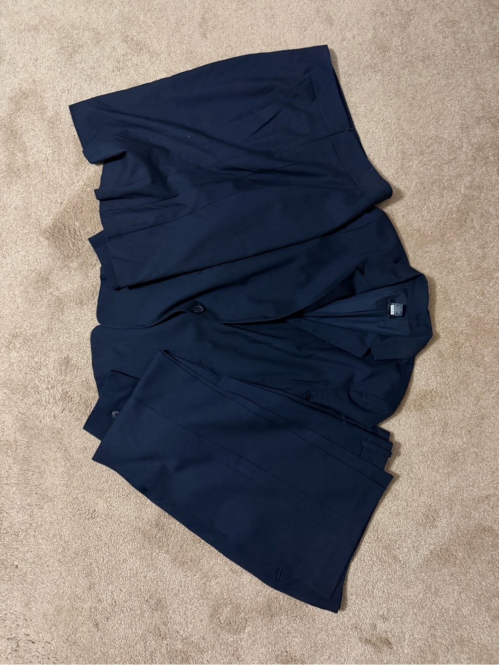 Ann Taylor Navy 3 Piece Suit Blazer 12 Pants Curvy 8 Skirt 8